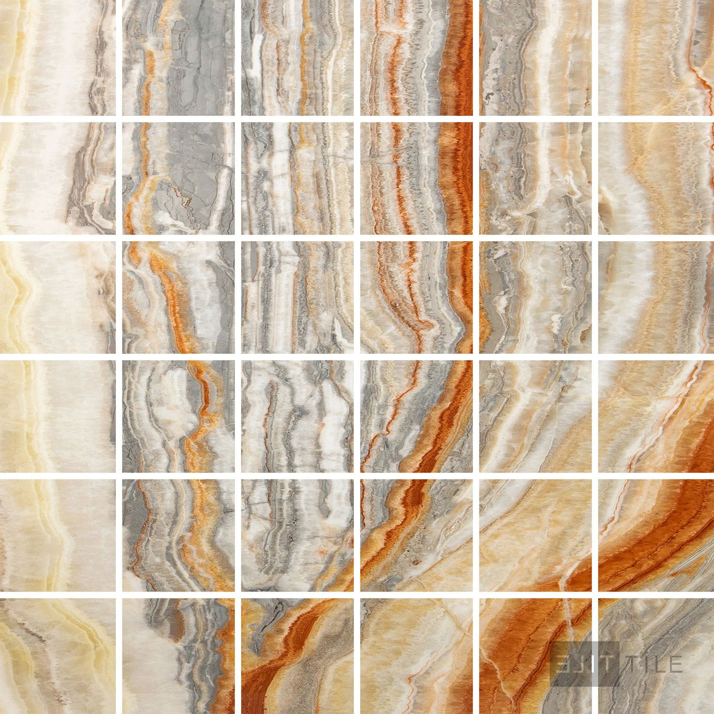 Exotic Stone 2X2 Square Porcelain Mosaic 12X12 Onice Fantastico Polished