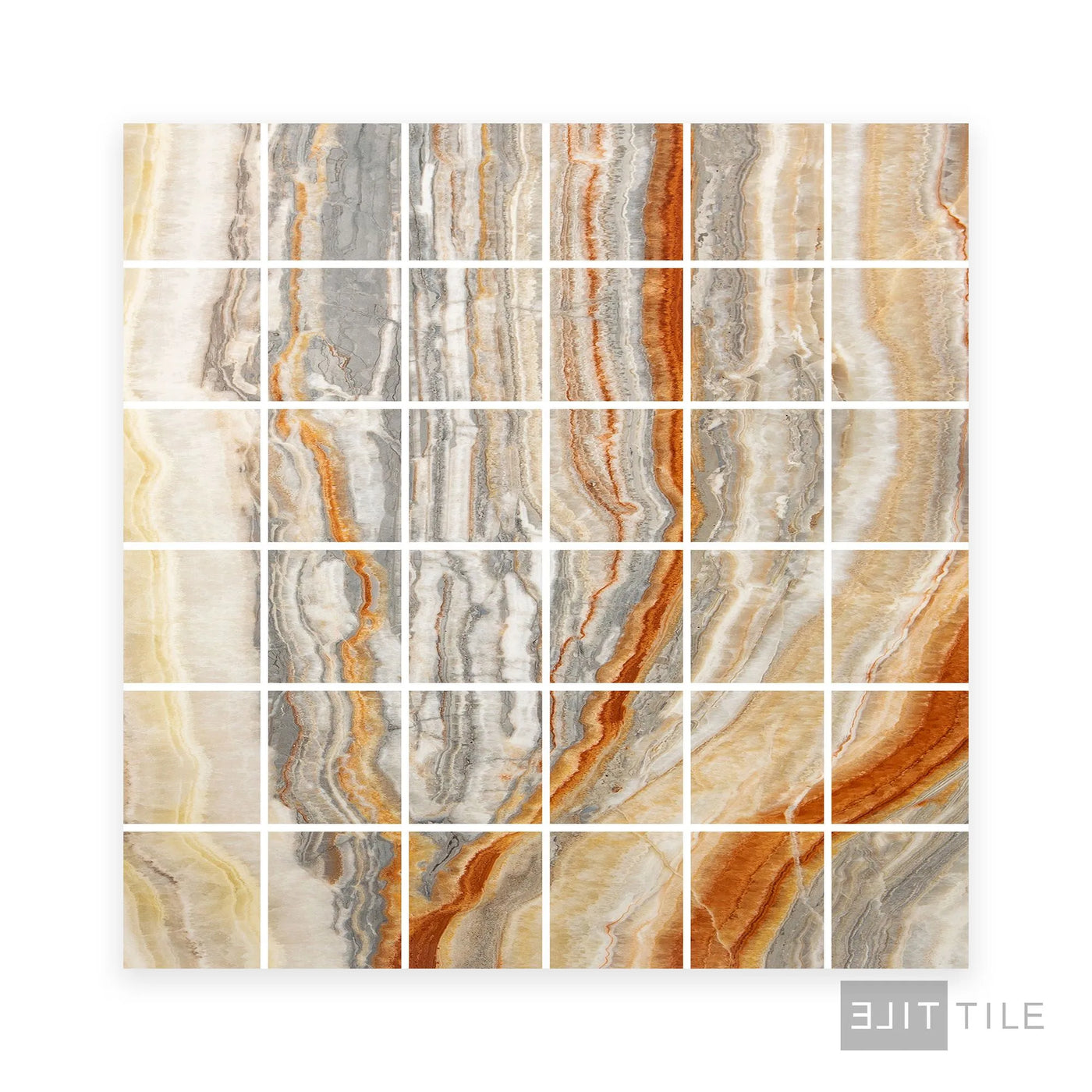Exotic Stone 2X2 Square Porcelain Mosaic 12X12 Onice Fantastico Polished