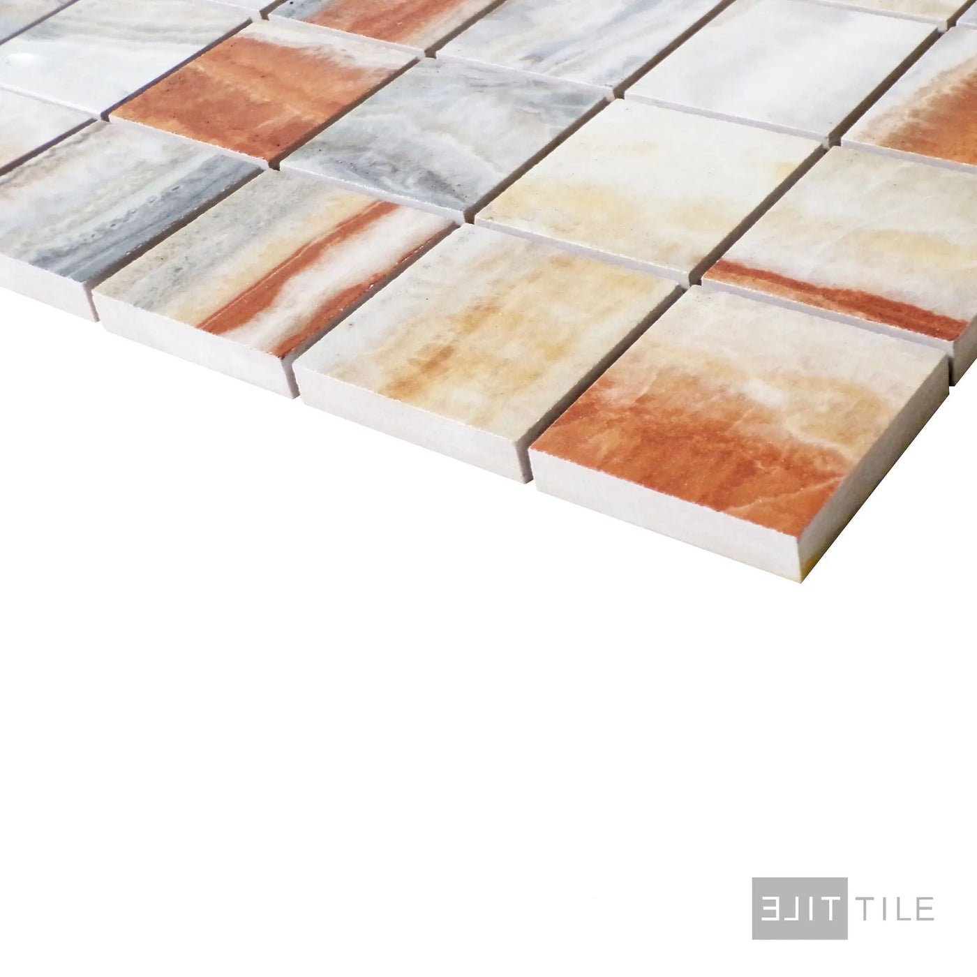 Exotic Stone 2X2 Square Porcelain Mosaic 12X12 Onice Fantastico Polished