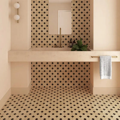 Kasbah Taco Porcelain Tile 1X1 Black Hat Matte