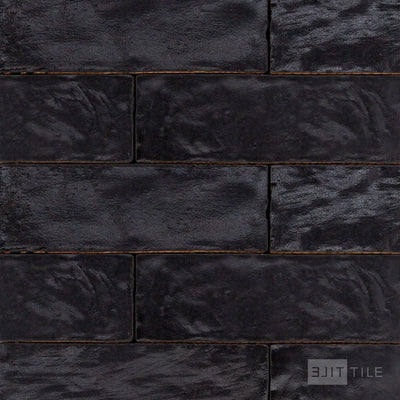 Mallorca Ceramic Field Tile 2X8 Black Matte