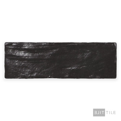 Mallorca Ceramic Field Tile 2X8 Black Matte