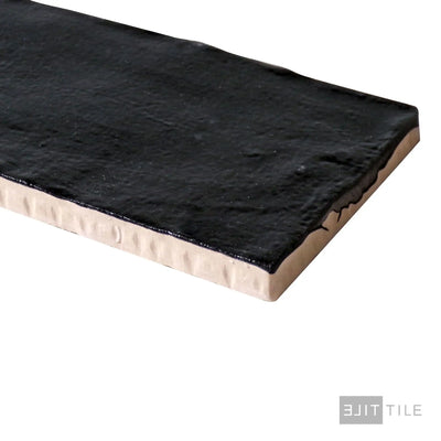 Mallorca Ceramic Field Tile 2X8 Black Matte