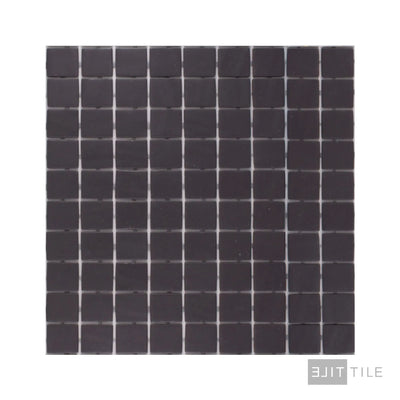 Natureglass Pool Rated Square Glass Mosaic 12X12 Malla Black Glossy