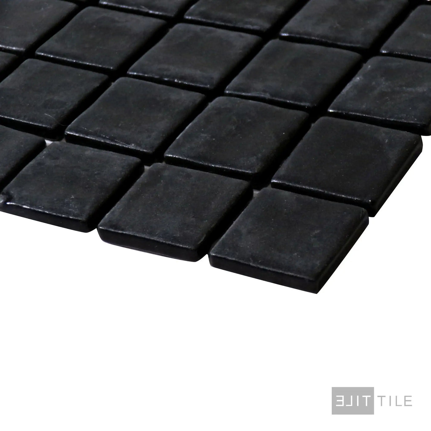 Natureglass Pool Rated Square Glass Mosaic 12X12 Malla Black Glossy