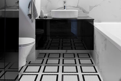 Natureglass Pool Rated Square Glass Mosaic 12X12 Malla White Glossy