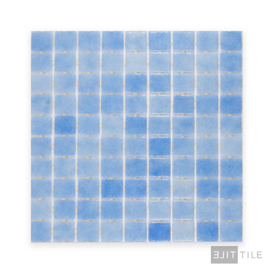 Nieve Pool Rated Square Glass Mosaic 12X18 Celeste Glossy