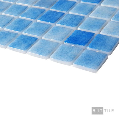 Nieve Pool Rated Square Glass Mosaic 12X18 Celeste Glossy