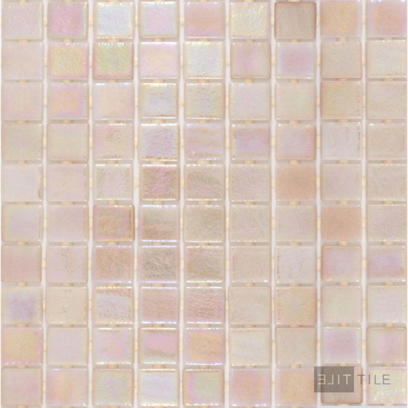 Opalescent Pool Rated Square Glass Mosaic 12X18 Beige Glossy