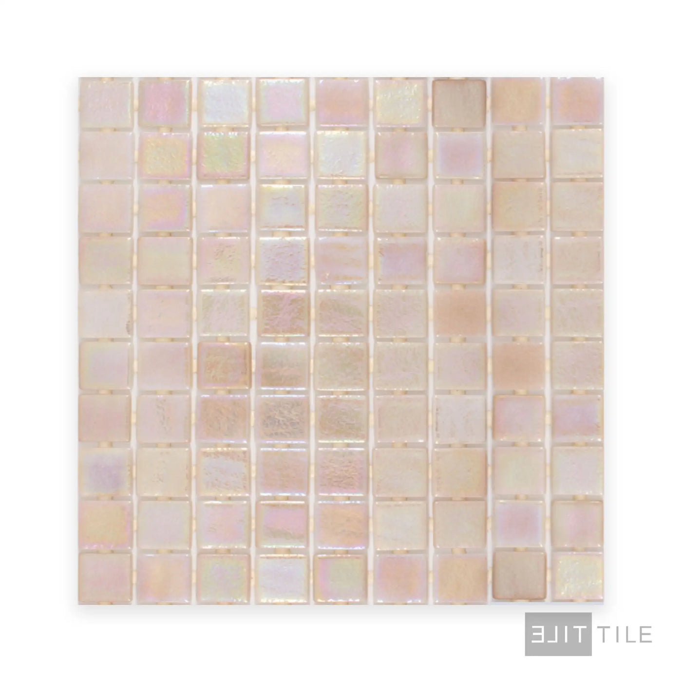 Opalescent Pool Rated Square Glass Mosaic 12X18 Beige Glossy