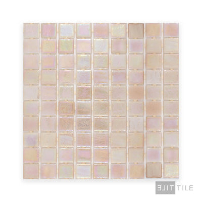 Opalescent Pool Rated Square Glass Mosaic 12X18 Beige Glossy