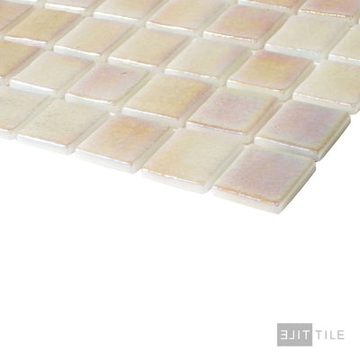 Opalescent Pool Rated Square Glass Mosaic 12X18 Beige Glossy