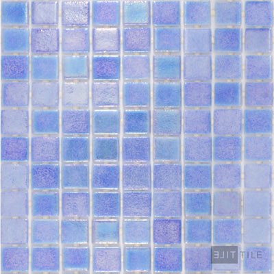 Opalescent Pool Rated Square Glass Mosaic 12X18 Cielo Azul Glossy