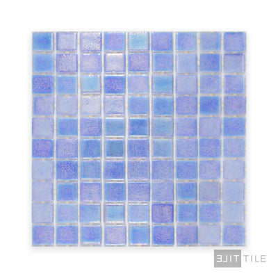 Opalescent Pool Rated Square Glass Mosaic 12X18 Cielo Azul Glossy