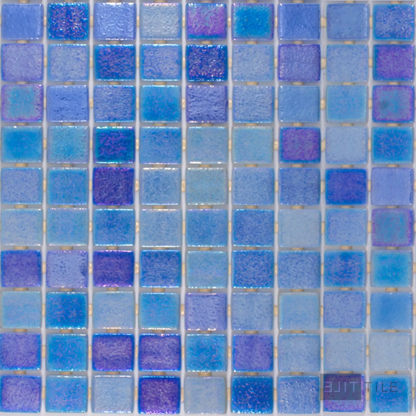 Opalescent Pool Rated Square Glass Mosaic 12X18 Mix Azul Glossy