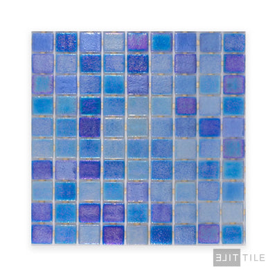 Opalescent Pool Rated Square Glass Mosaic 12X18 Mix Azul Glossy