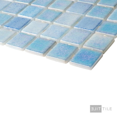 Opalescent Pool Rated Square Glass Mosaic 12X18 Mix Azul Glossy