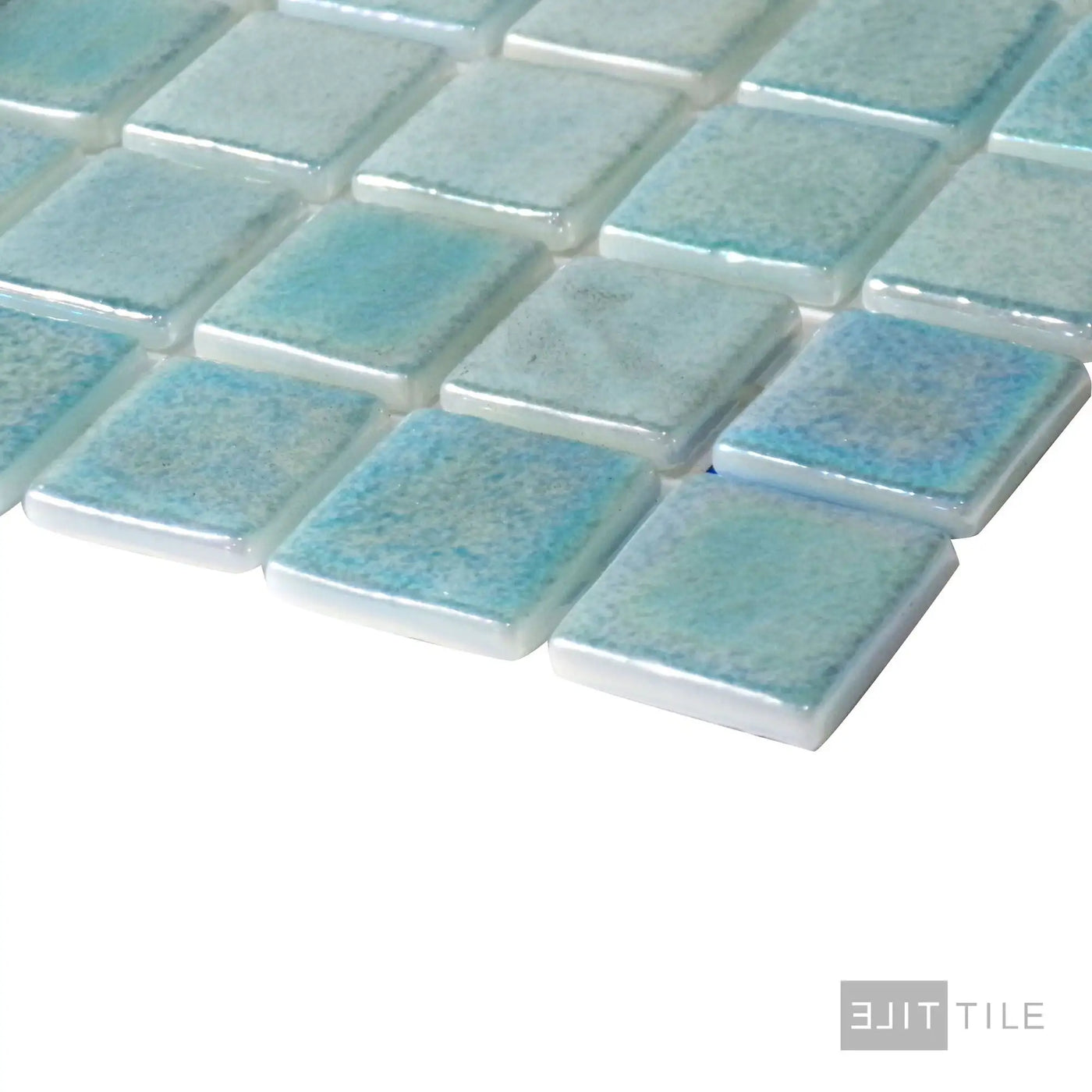 Opalescent Pool Rated Square Glass Mosaic 12X18 Verde Glossy