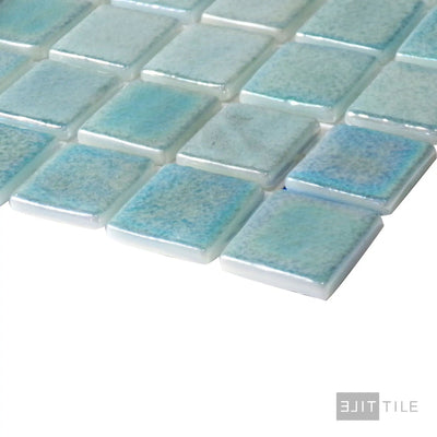 Opalescent Pool Rated Square Glass Mosaic 12X18 Verde Glossy