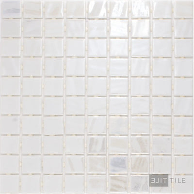 Opalo Pool Rated Square Glass Mosaic 12X18 Blanco Glossy