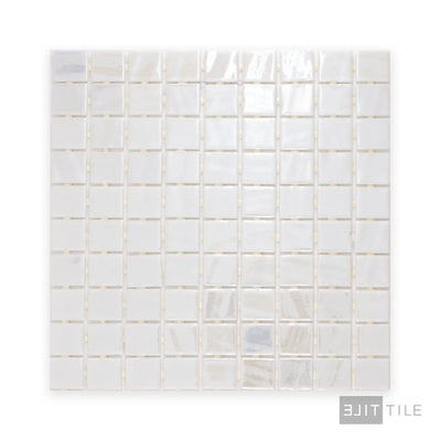 Opalo Pool Rated Square Glass Mosaic 12X18 Blanco Glossy