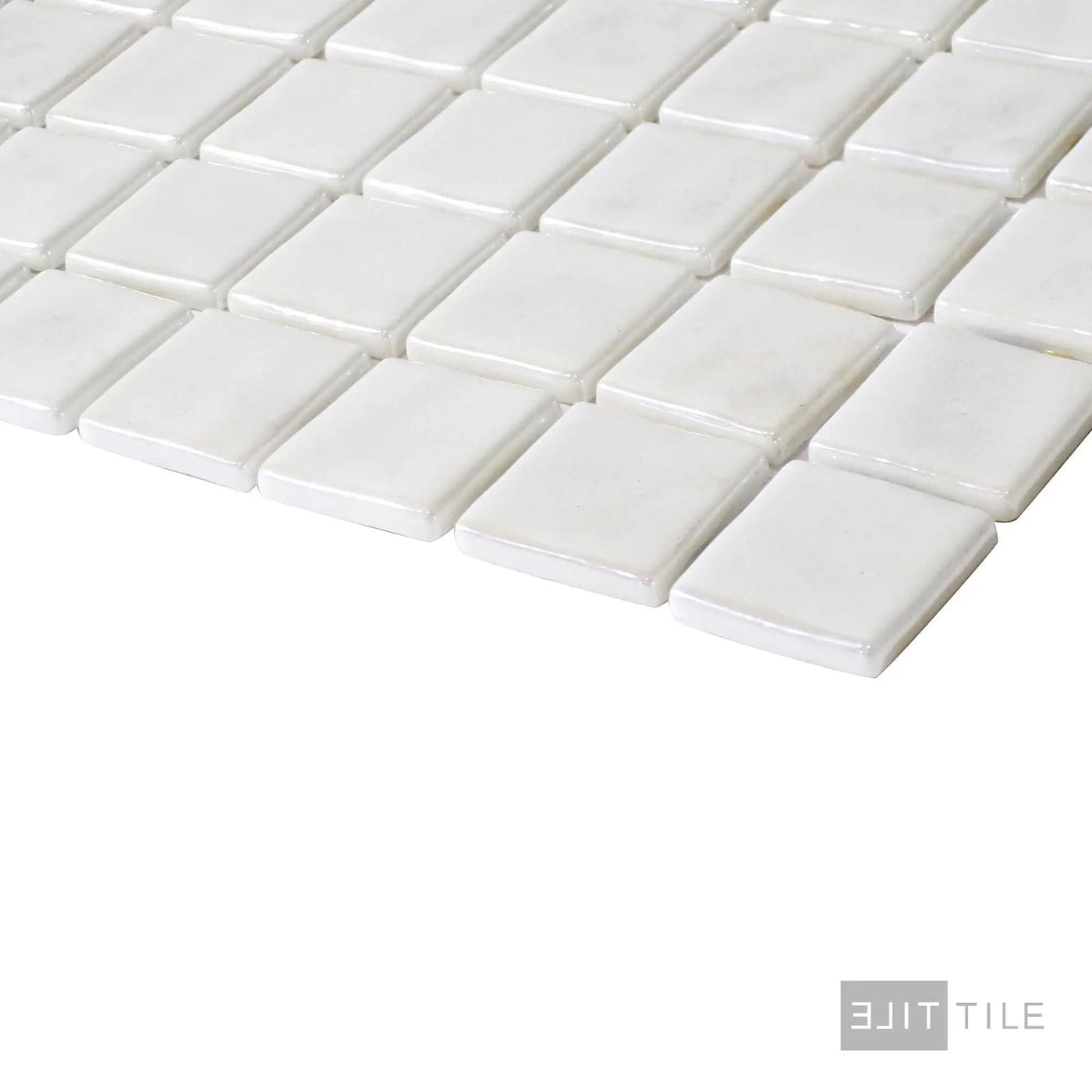 Opalo Pool Rated Square Glass Mosaic 12X18 Blanco Glossy
