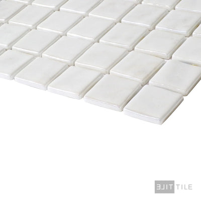 Opalo Pool Rated Square Glass Mosaic 12X18 Blanco Glossy