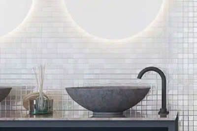 Opalo Pool Rated Square Glass Mosaic 12X18 Blanco Glossy
