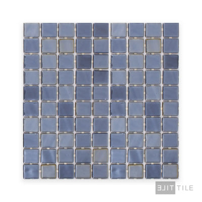 Opalo Pool Rated Square Glass Mosaic 12X18 Negro Glossy