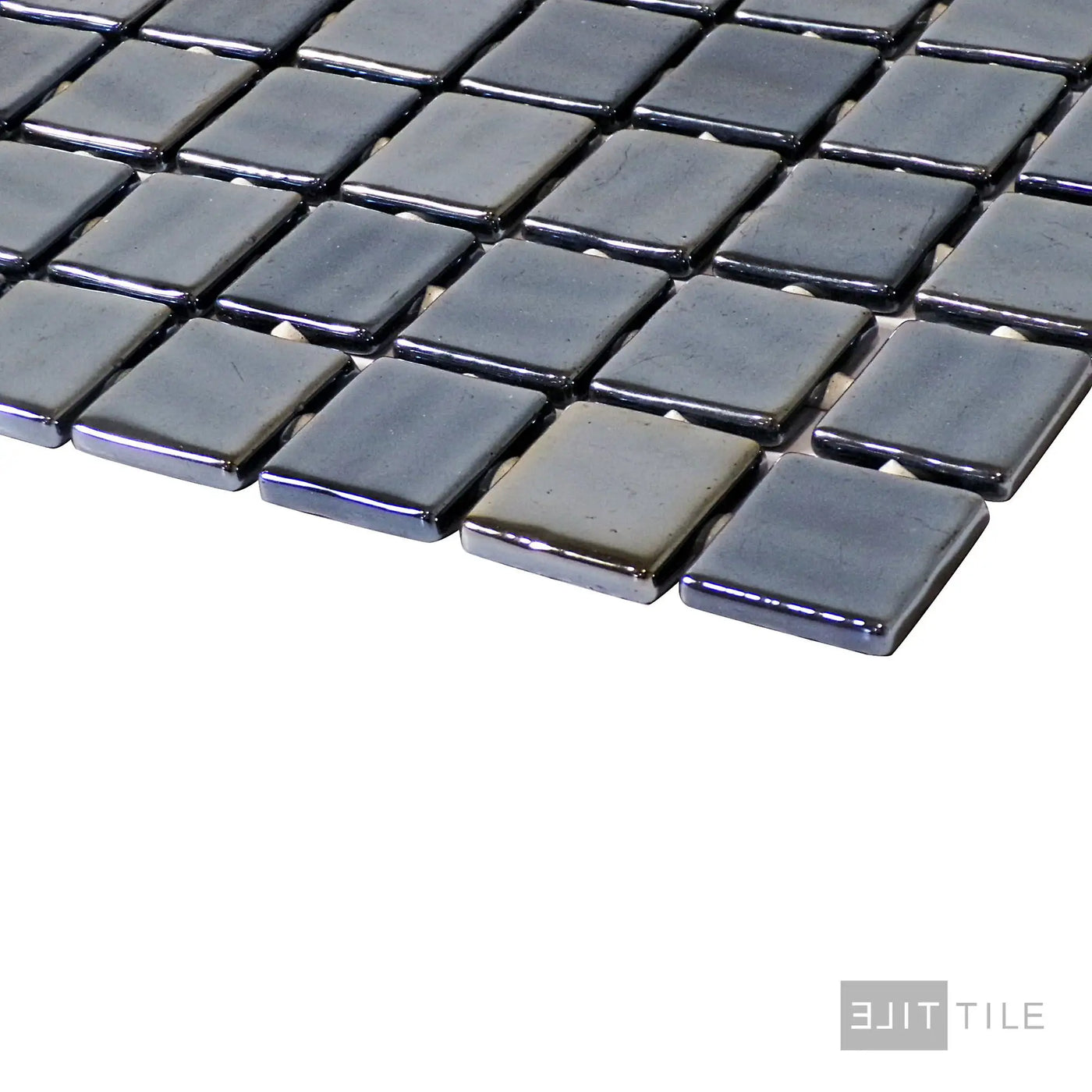 Opalo Pool Rated Square Glass Mosaic 12X18 Negro Glossy