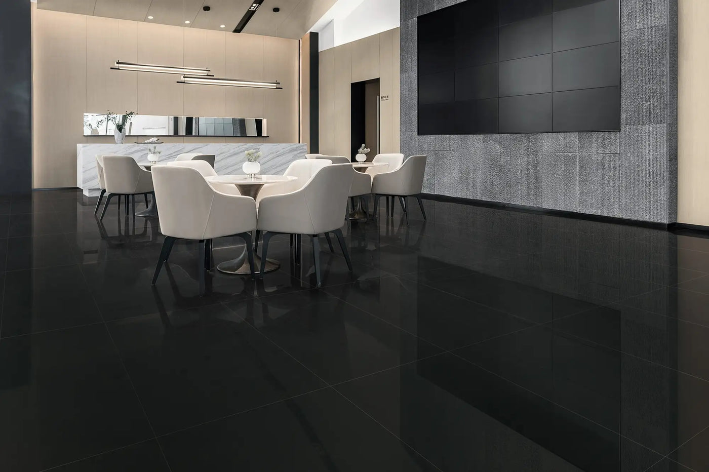 Pearl Porcelain Large Format Field Tile 24X48 Super Black Polished
