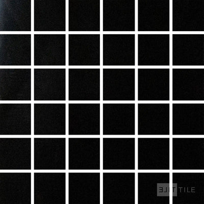 Pearl 2X2 Square Porcelain Mosaic 12X12 Super Black Polished
