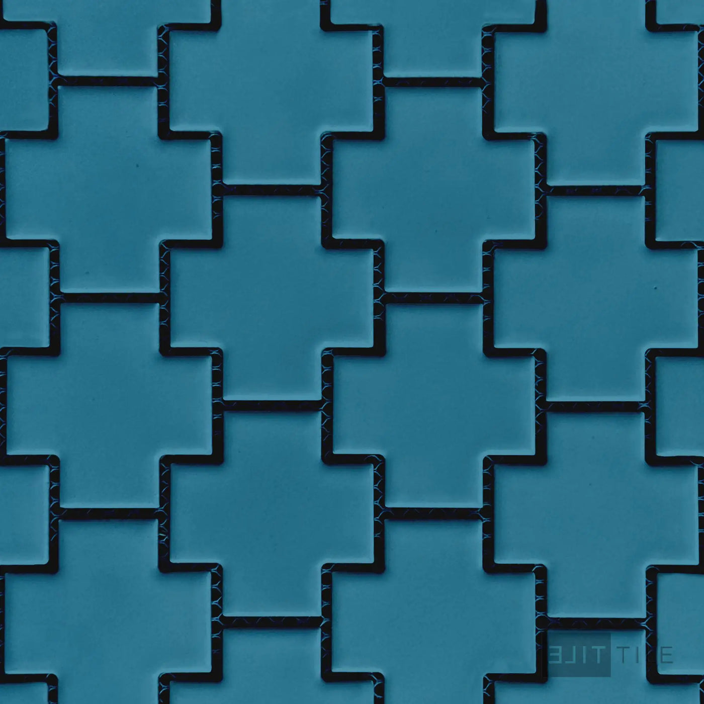 Shapes Cross Porcelain Mosaic 9.62X9.7 Blue Matte