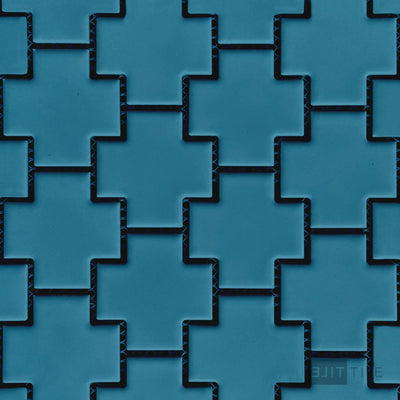 Shapes Cross Porcelain Mosaic 9.62X9.7 Blue Matte
