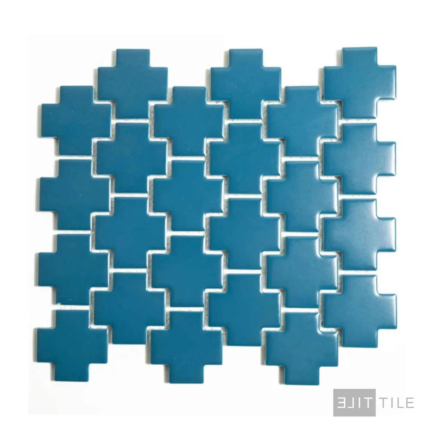 Shapes Cross Porcelain Mosaic 9.62X9.7 Blue Matte
