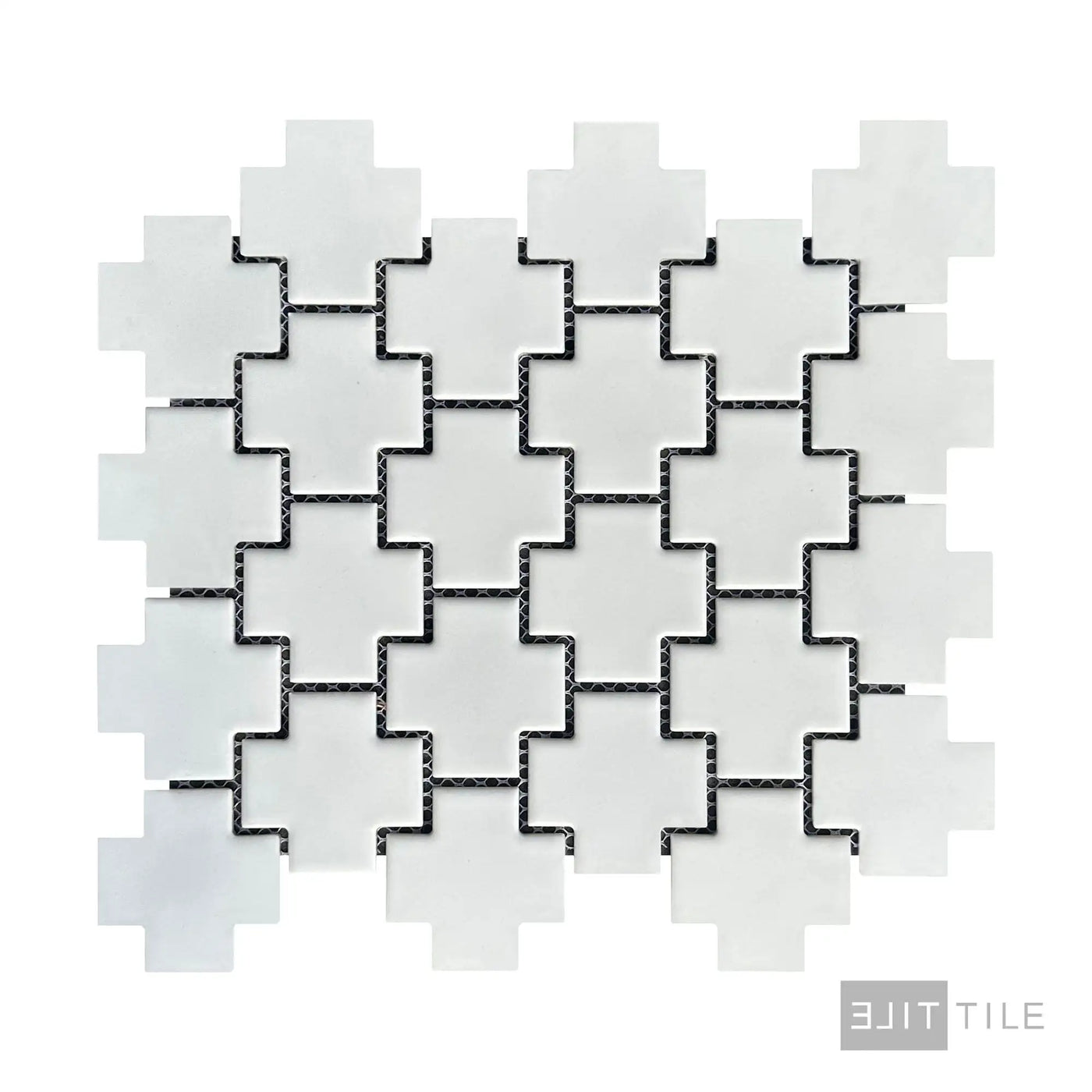 Shapes Cross Porcelain Mosaic 2X2 White and Black Matte