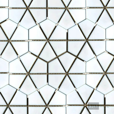 Shapes Kaleido Hex Porcelain Mosaic 10.44x9 Aged White Matte