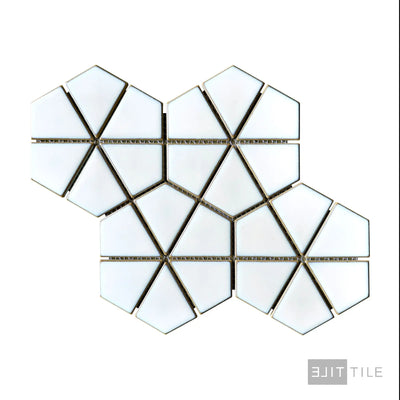 Shapes Kaleido Hex Porcelain Mosaic 10.44x9 Aged White Matte