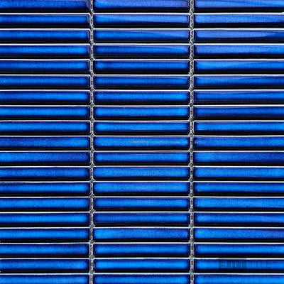 Shapes 0.5X4 Mini Sticks Porcelain Mosaic 12X12 Cobalt Blue Matte