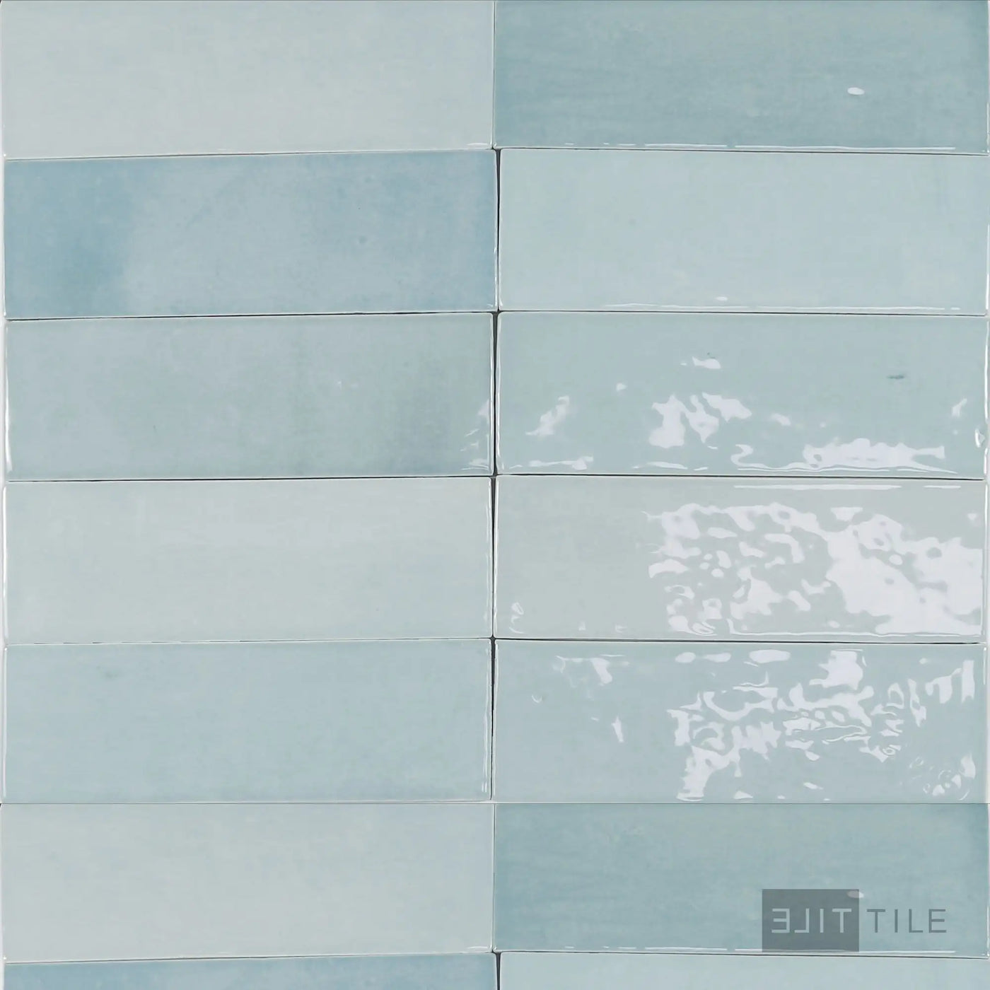 Safi Ceramic Field Tile 2X6 Aqua Glossy