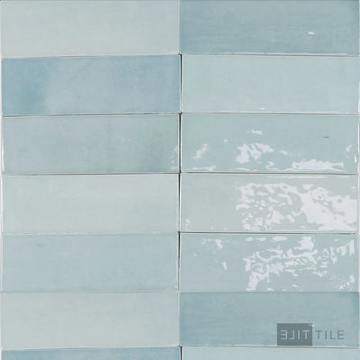 Safi Ceramic Field Tile 2X6 Aqua Glossy