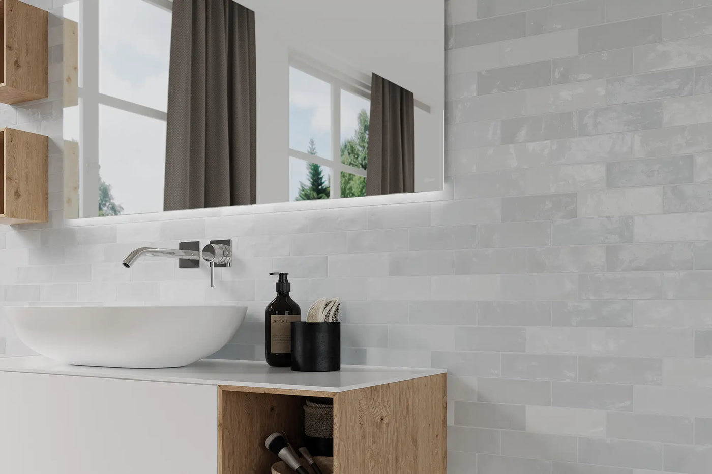 Safi Ceramic Field Tile 2X6 Grey Glossy