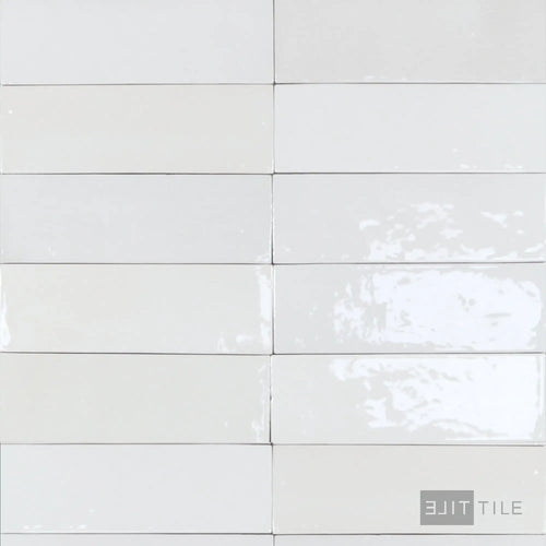 Safi Ceramic Field Tile 2X6 White Glossy