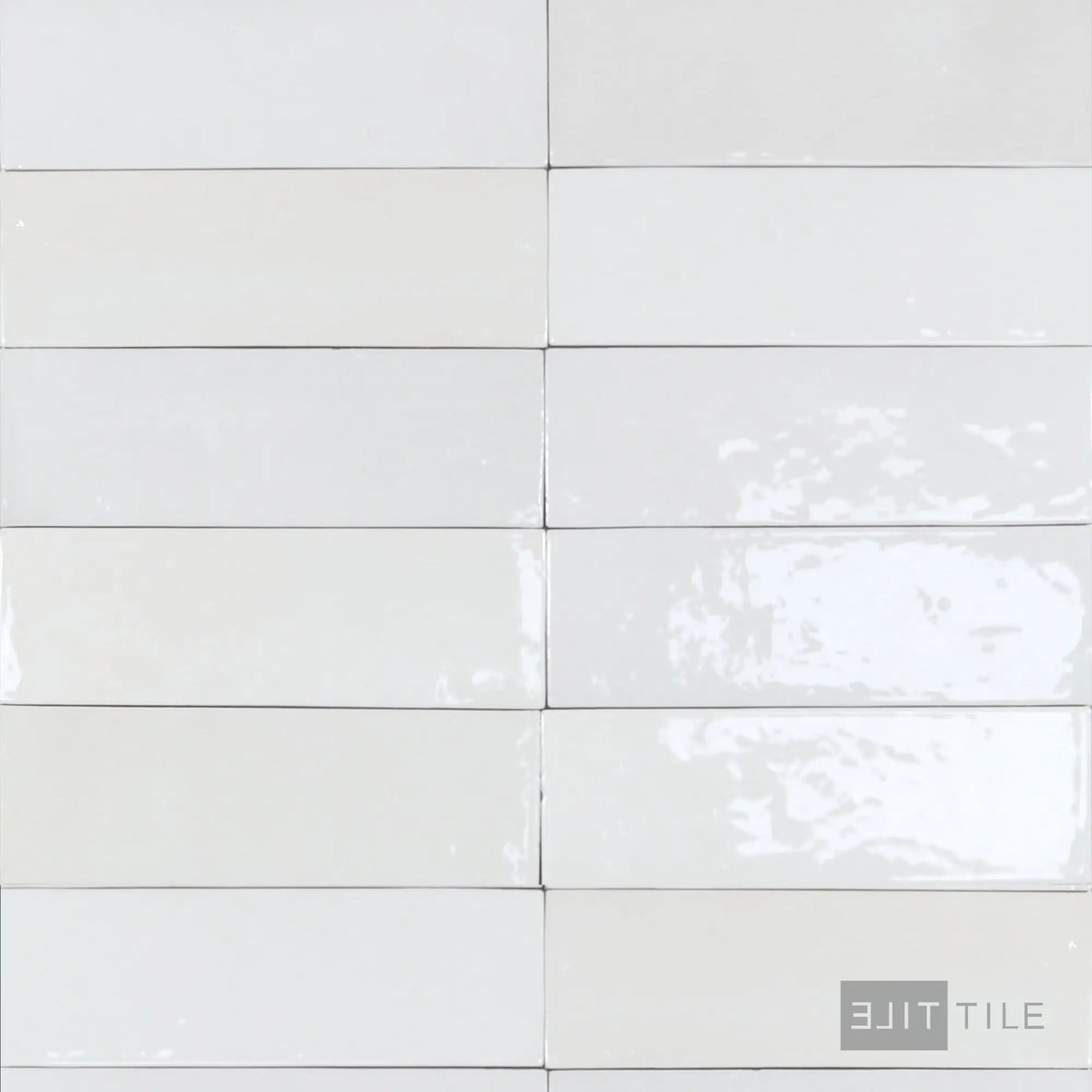 Safi Ceramic Field Tile 2X6 White Glossy