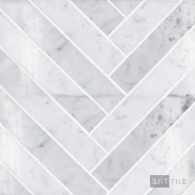 Sto-Re 1-1/2X9 Herringbone Marble Mosaic 10X12 Carrara Polished
