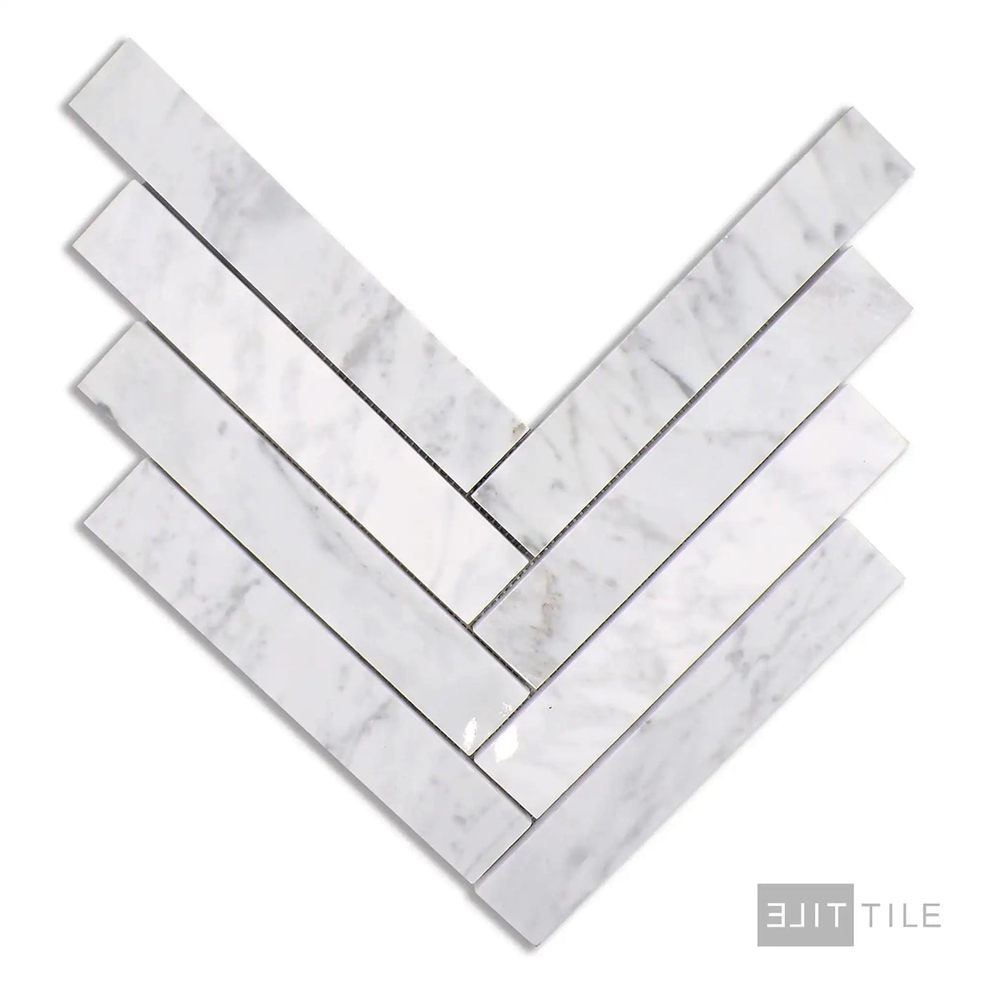 Sto-Re 1-1/2X9 Herringbone Marble Mosaic 10X12 Carrara Polished
