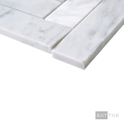 Sto-Re 1-1/2X9 Herringbone Marble Mosaic 10X12 Carrara Polished