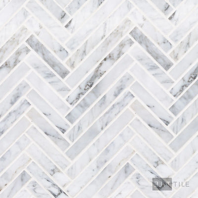 Sto-Re 5/8X3 Herringbone Marble Mosaic 10X11 Carrara Polished