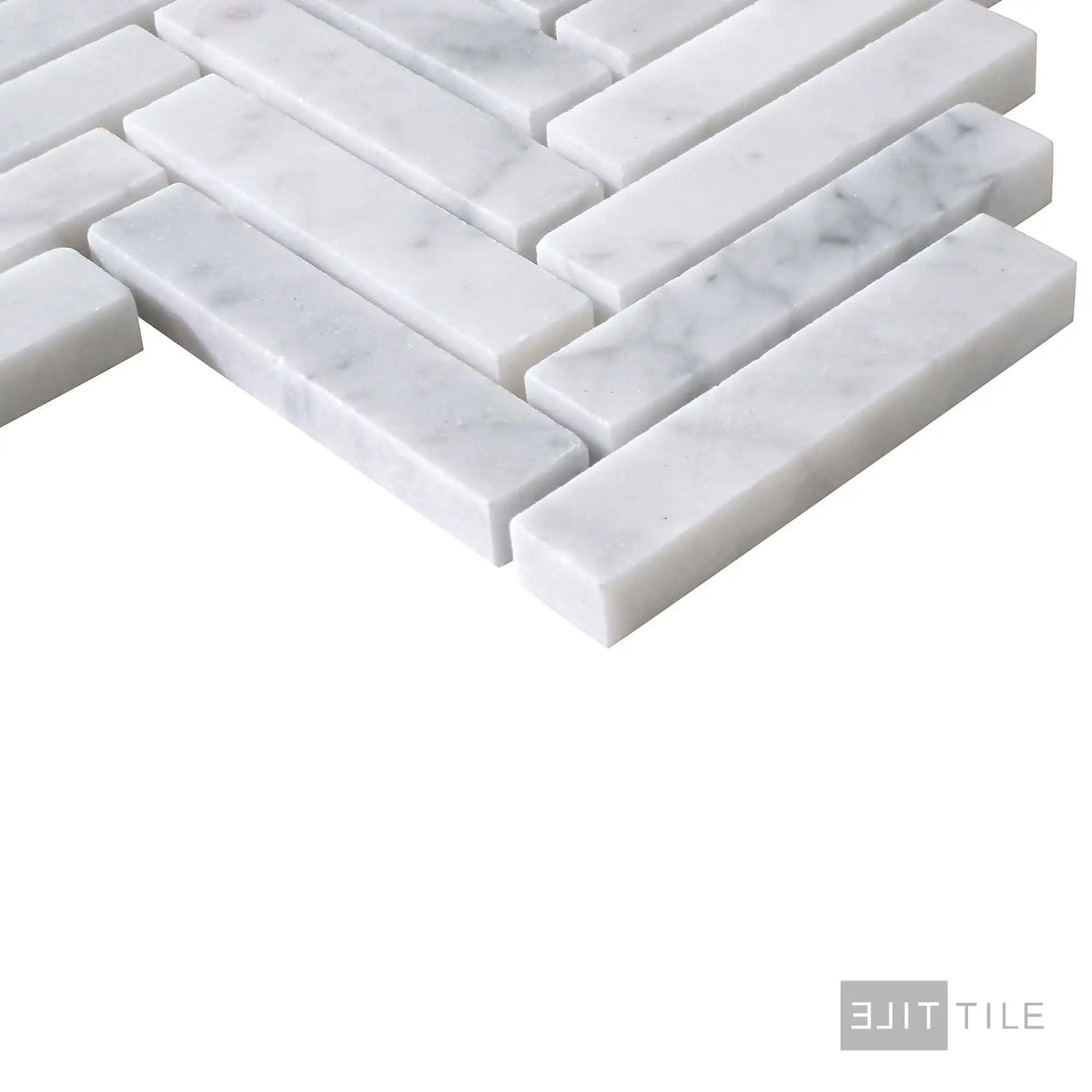 Sto-Re 5/8X3 Herringbone Marble Mosaic 10X11 Carrara Polished