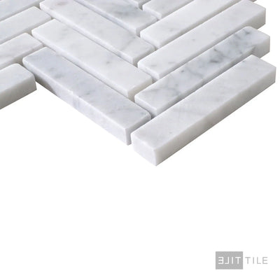 Sto-Re 5/8X3 Herringbone Marble Mosaic 10X11 Carrara Polished